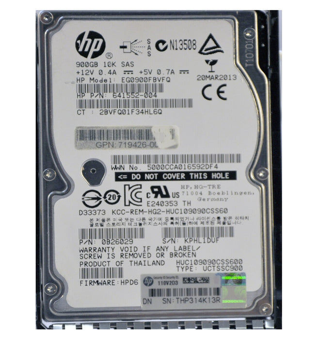 HP 719429-001 900GB 10K 6GBPS 2.5" SFF SAS Internal Hard Drive