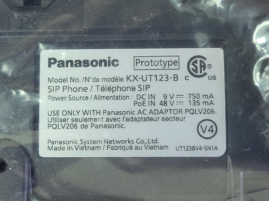 Panasonic - IP SIP Phone with Accessories - Black - KX-UT123-B