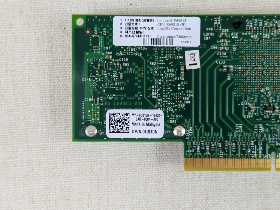 Dell U810N Intel X520-DA2 Dual Port 10G SFP+ Network Adapter Full Height