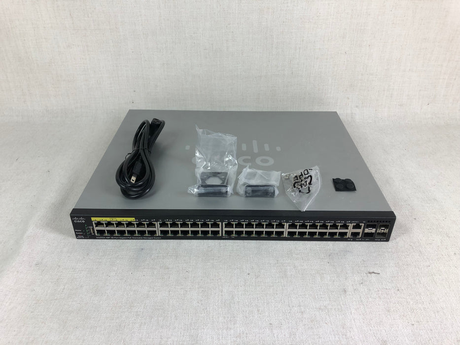 Cisco SG350X-48P-K9 48 Port Gigabit PoE 4x SFP+ Managed Switch – Noisy Fan/Dent