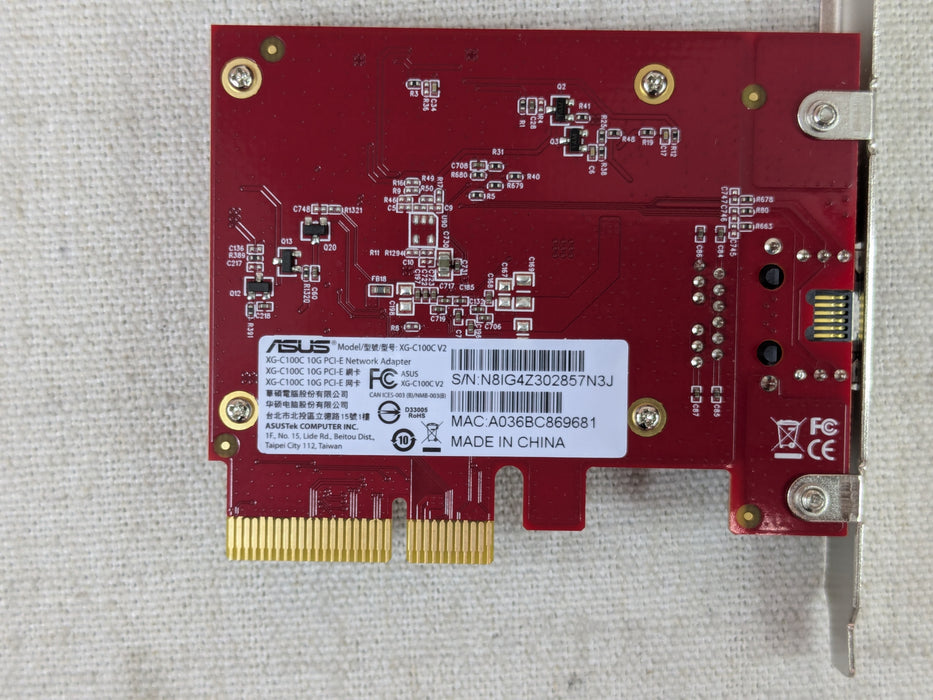 Asus XG-C100C V2 Single Port 10GBASE-T PCIe Network Adapter Full Height