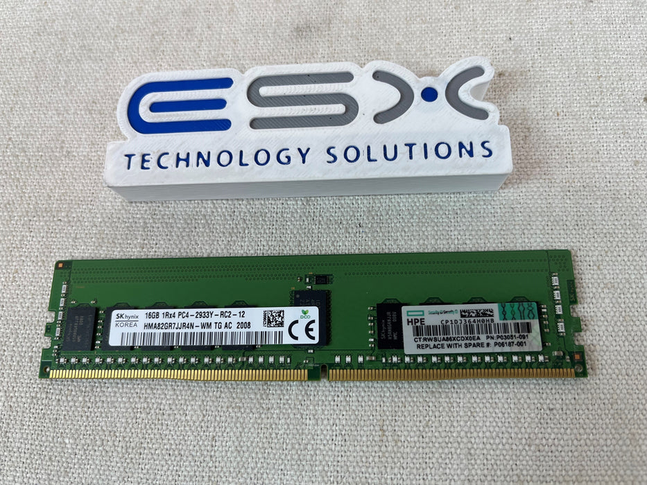 HPE 16GB 1Rx4 PC4-2933Y-R Memory P03051-091 P06187-001 P00920-B21