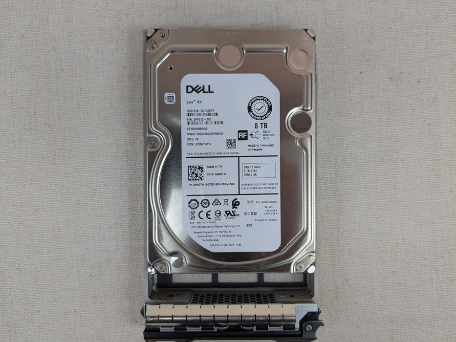 Dell M40TH 8TB 7.2k 12Gb/s 3.5" SAS Hard Drive ST8000NM0185 w/ 13G Tray