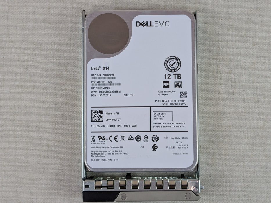 Dell 8JYD7 12TB 7.2k 6Gb/s 512e 3.5" SATA Hard Drive ST12000NM0128 w/ 14G Tray