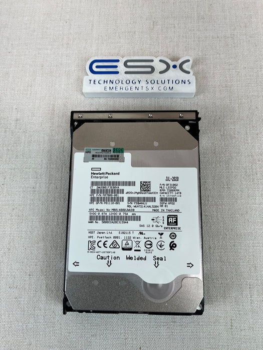 HPE 14TB SAS 12G 7.2K LFF LP He 512e DS P11518-001, MB014000JWUDB