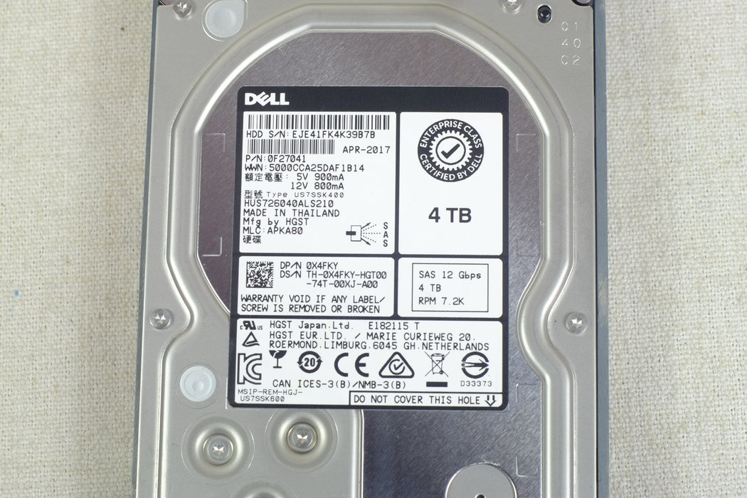 Dell X4FKY 2TB 7.2k 12Gb/s 3.5” SAS Hard Drive HUS726040ALS210