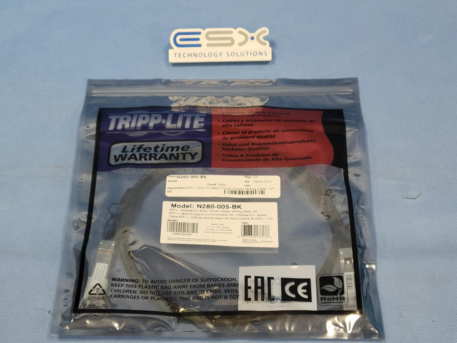 Tripplite N280-005-BK 1.5M 10GBASE-CU SFP+ Twinax Passive Copper Cable