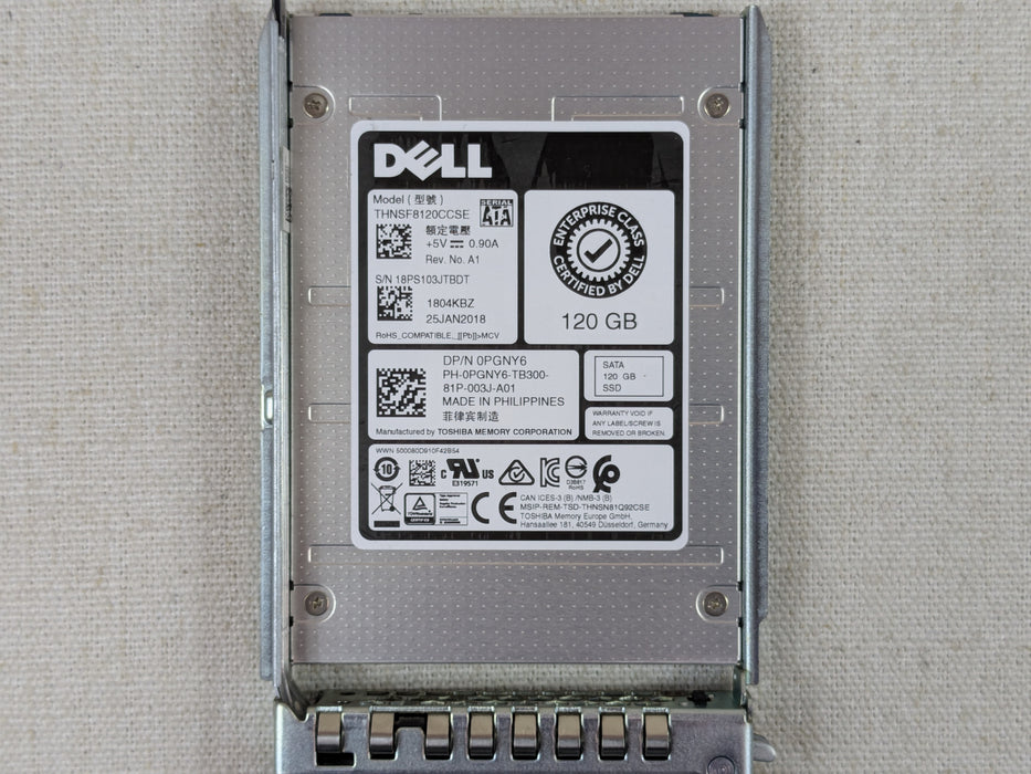 Dell PGNY6 120GB 6Gb/s 2.5” SATA SSD THNSF8120CCSE w/ 14G Tray