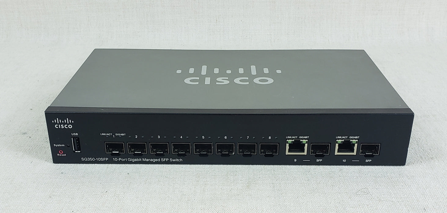 Cisco SG350-10SFP-K9 8x GbE SFP Ports 2x Combo Ethernet Network Switch No AC