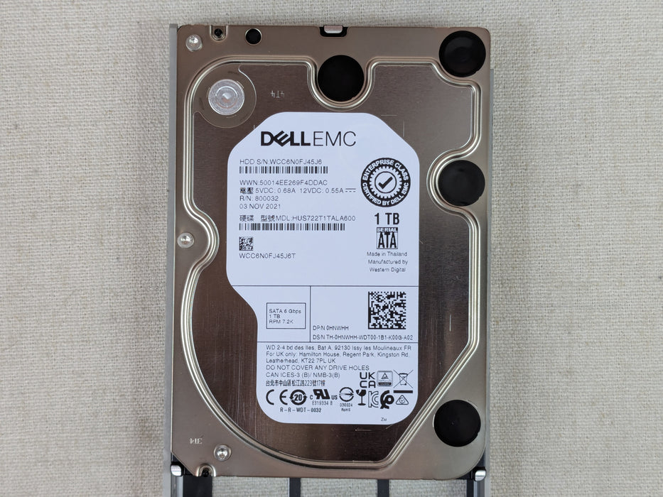 Dell HNWHH 1TB 7.2k 6Gb/s 3.5" SATA Hard Drive HUS722T1TALA600 w/ 13G Tray