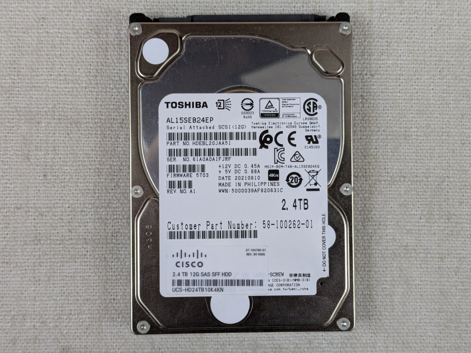 Cisco UCS-HD24TB10K4KN 2.4TB 10k 12Gb/s 2.5" SAS Hard Drive